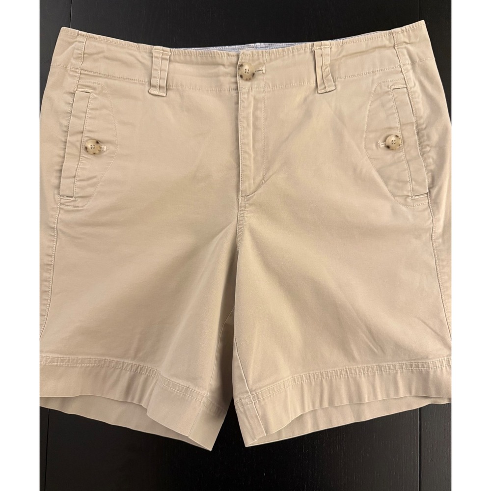Eddie Bauer Women's Chino Shorts Size‎ 14 Beige Mercer Fit Bermuda Resortwear